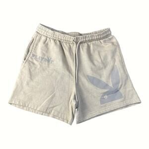 Playboy Men’s Elastic Waist Cream Colored Sweat Shorts Size-Medium